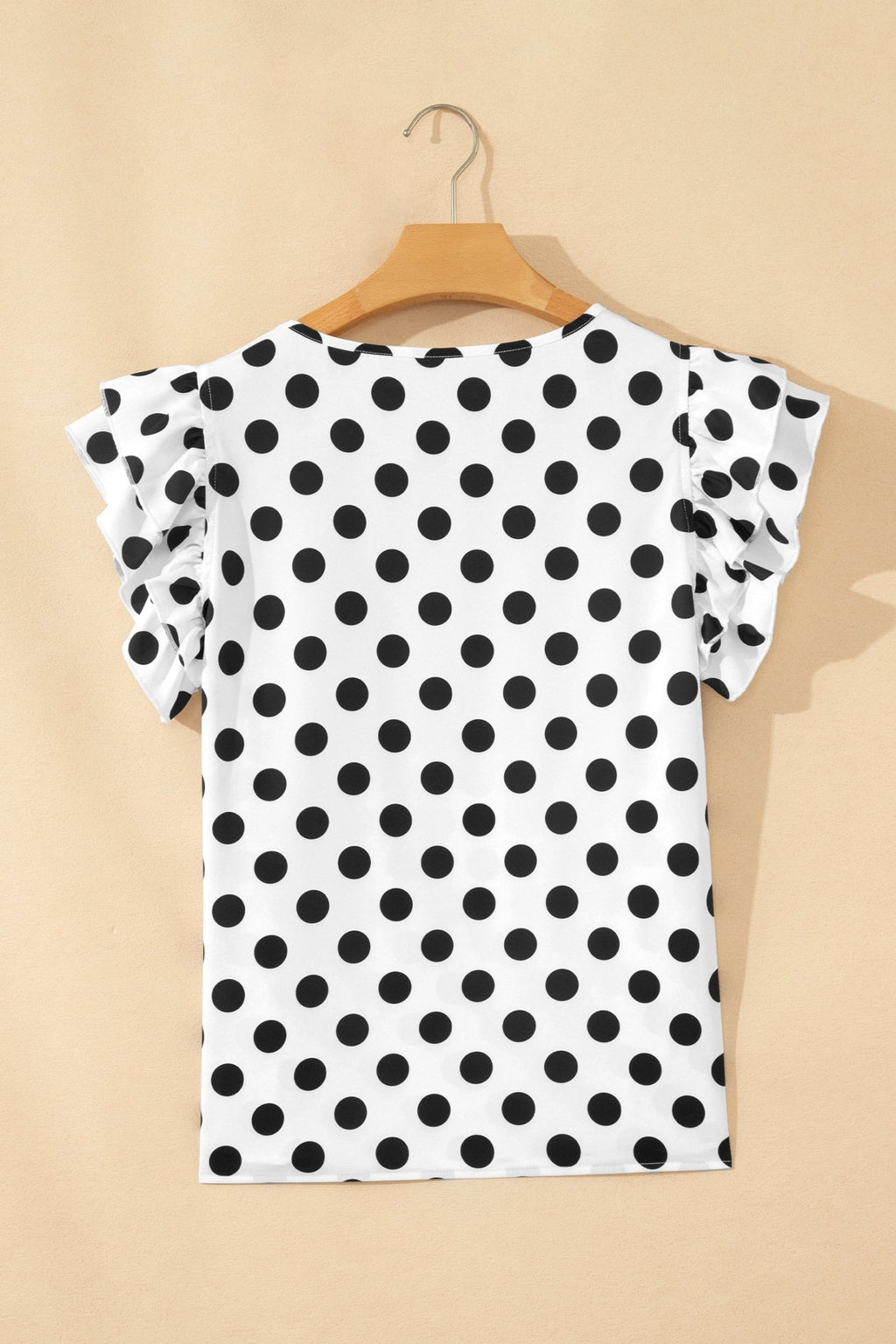 Polka Dot Ruffle Short Sleeve Blouse - Rooted & Reckless Co.