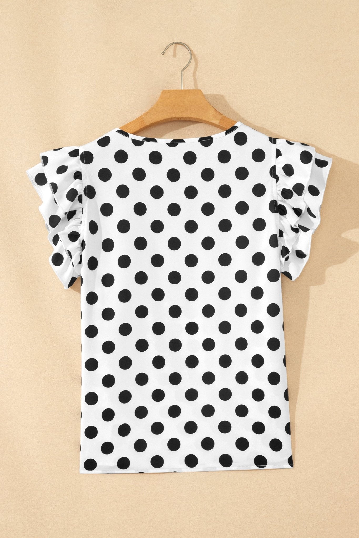 Polka Dot Ruffle Short Sleeve Blouse - Rooted & Reckless Co.