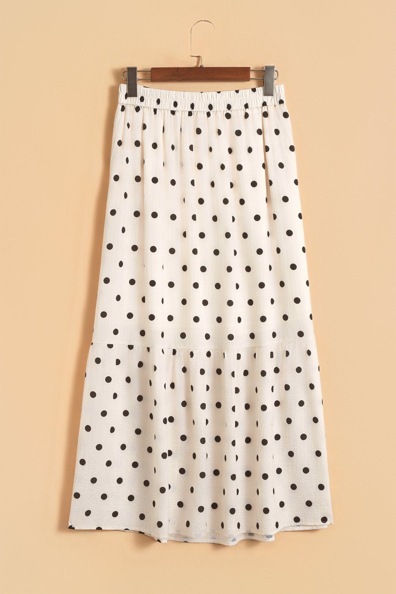 Polka Dot Ruffle Side Slit Maxi Skirt - Rooted & Reckless Co.