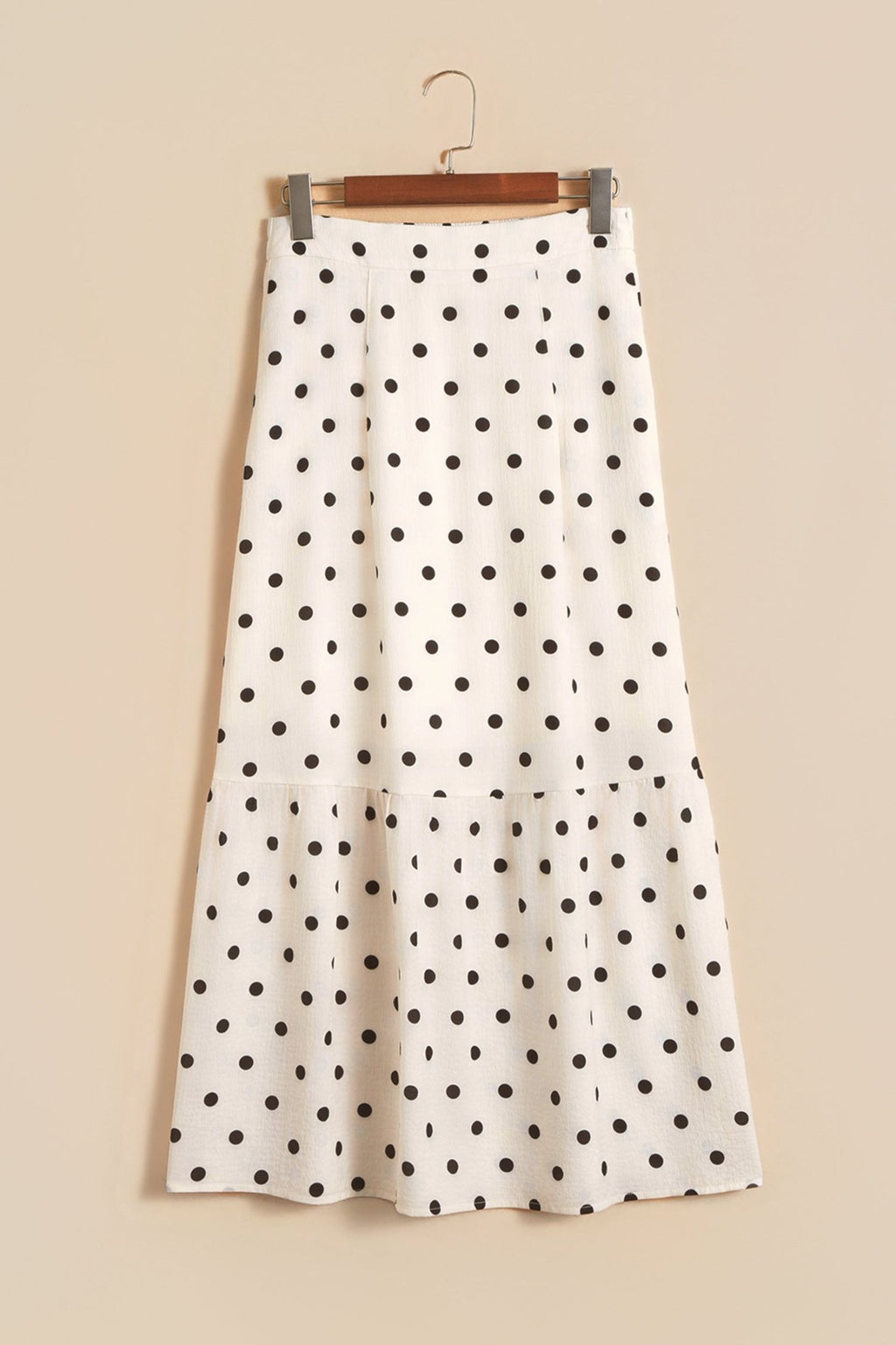 Polka Dot Ruffle Side Slit Maxi Skirt - Rooted & Reckless Co.