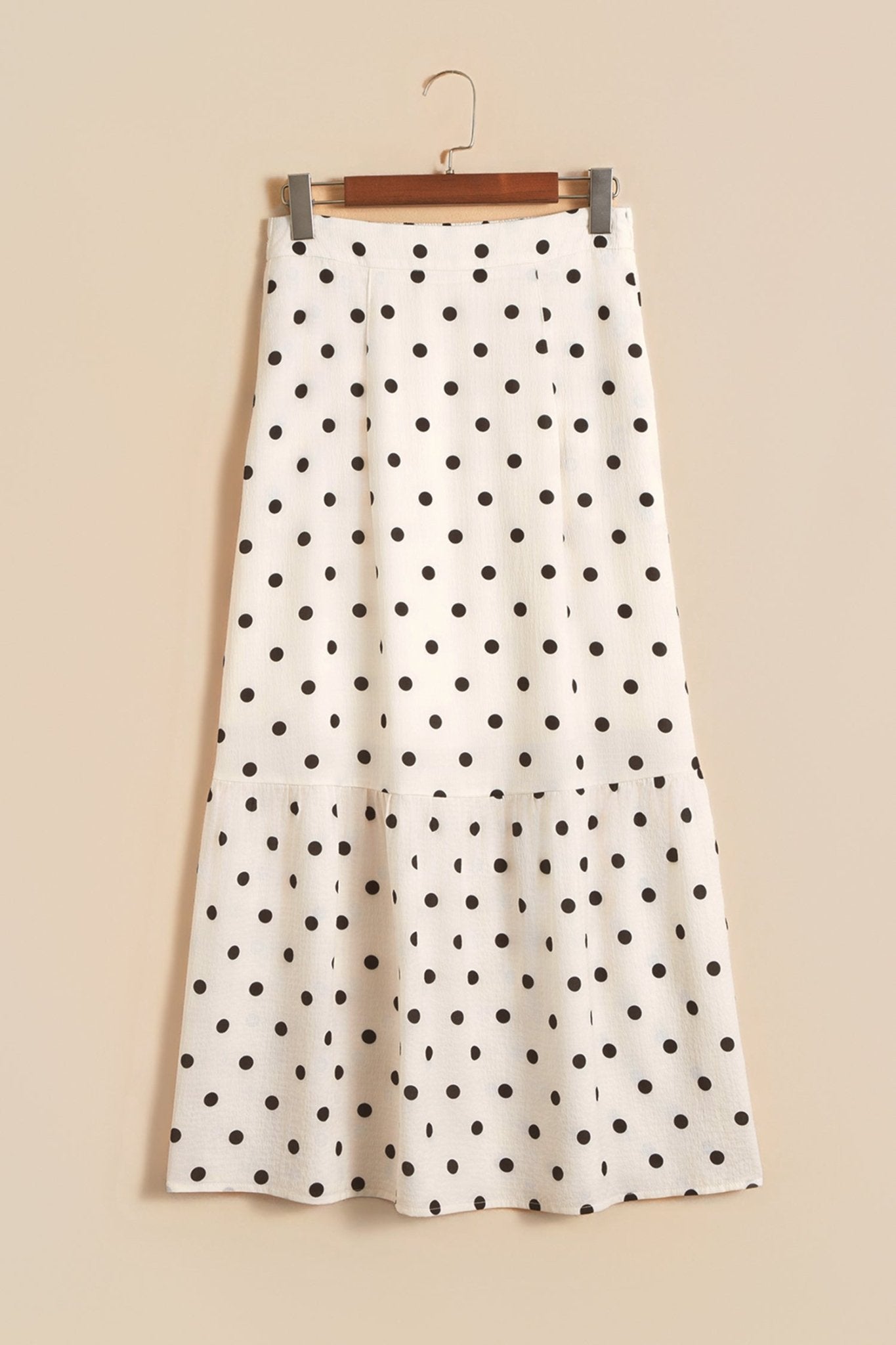 Polka Dot Ruffle Side Slit Maxi Skirt - Rooted & Reckless Co.