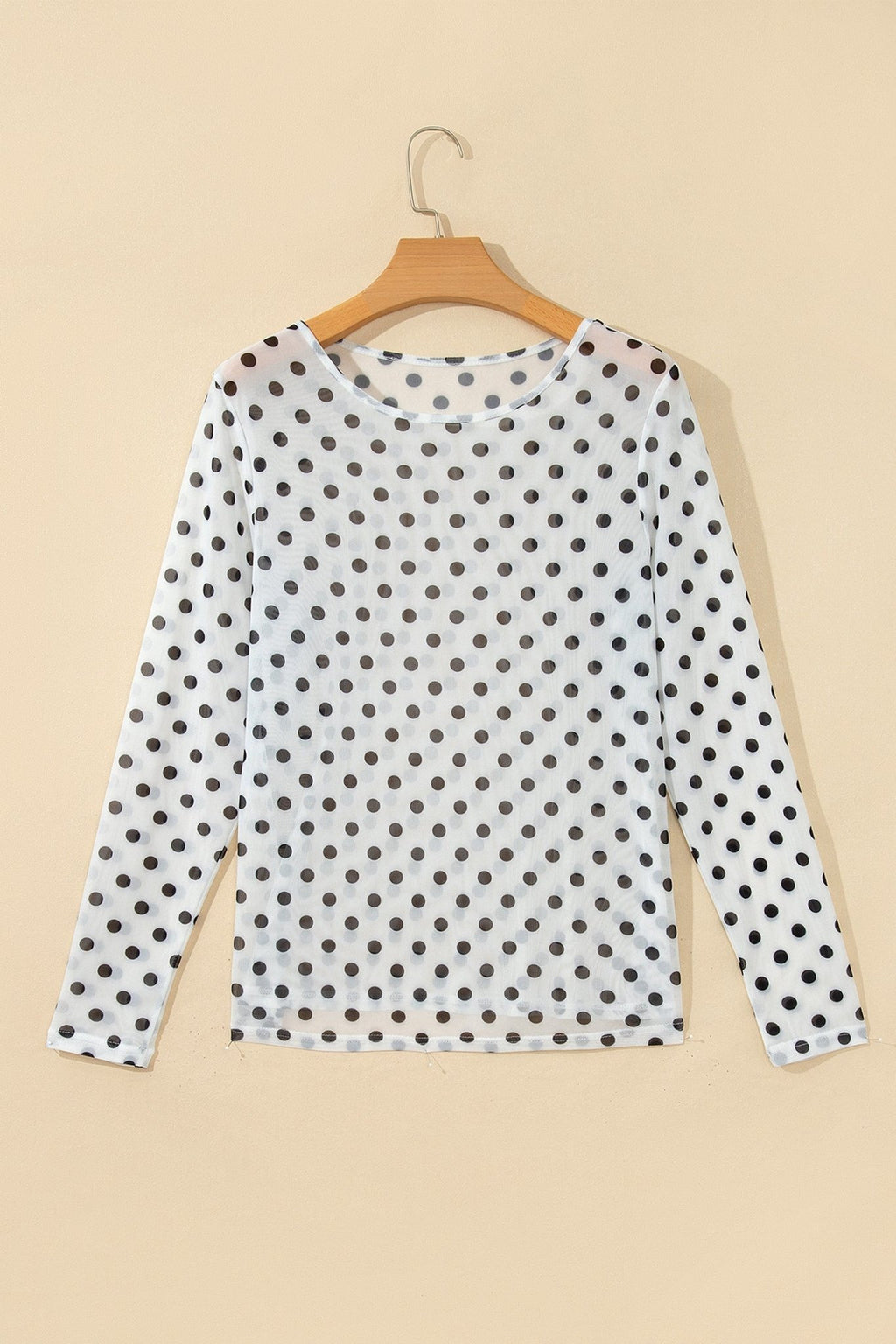 Polka Dot Sheer Mesh Long Sleeve Shift Top - Rooted & Reckless Co.