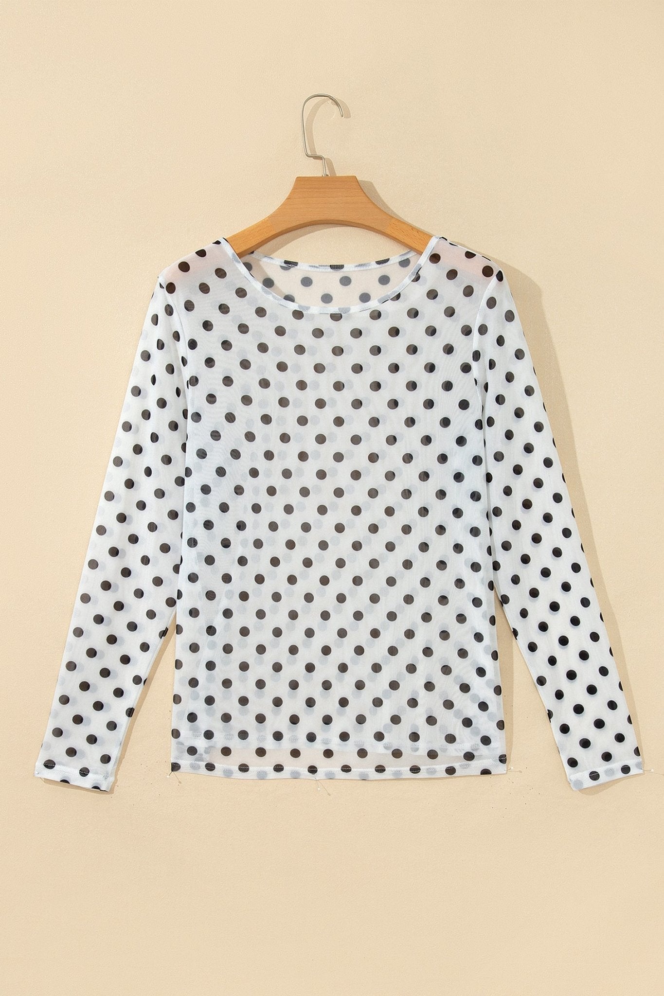 Polka Dot Sheer Mesh Long Sleeve Shift Top - Rooted & Reckless Co.