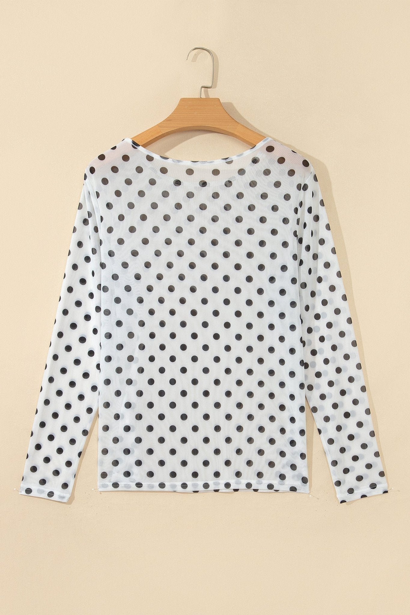 Polka Dot Sheer Mesh Long Sleeve Shift Top - Rooted & Reckless Co.