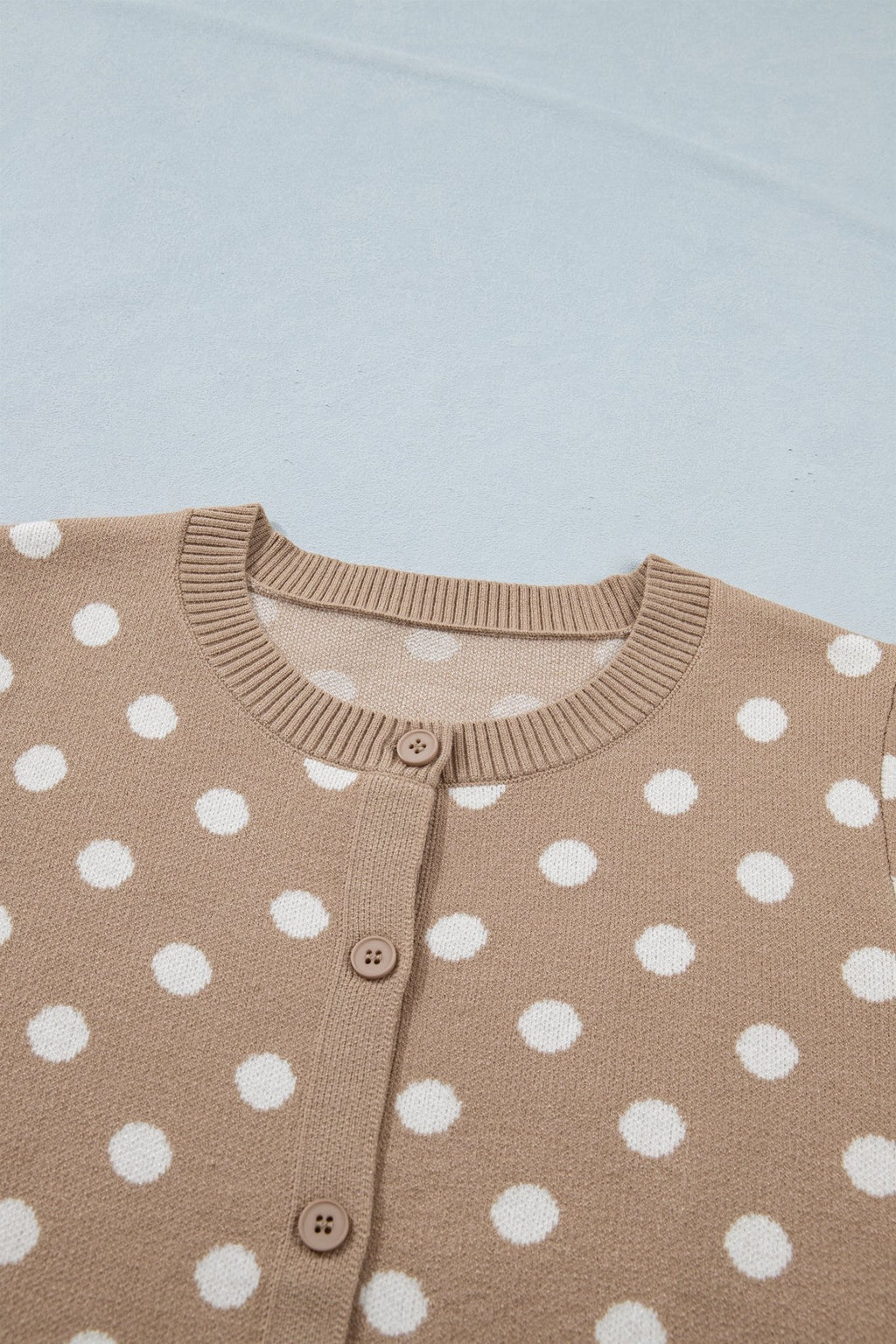 Polka Dot Short Sleeve Buttoned Sweater Cardigan - Rooted & Reckless Co.