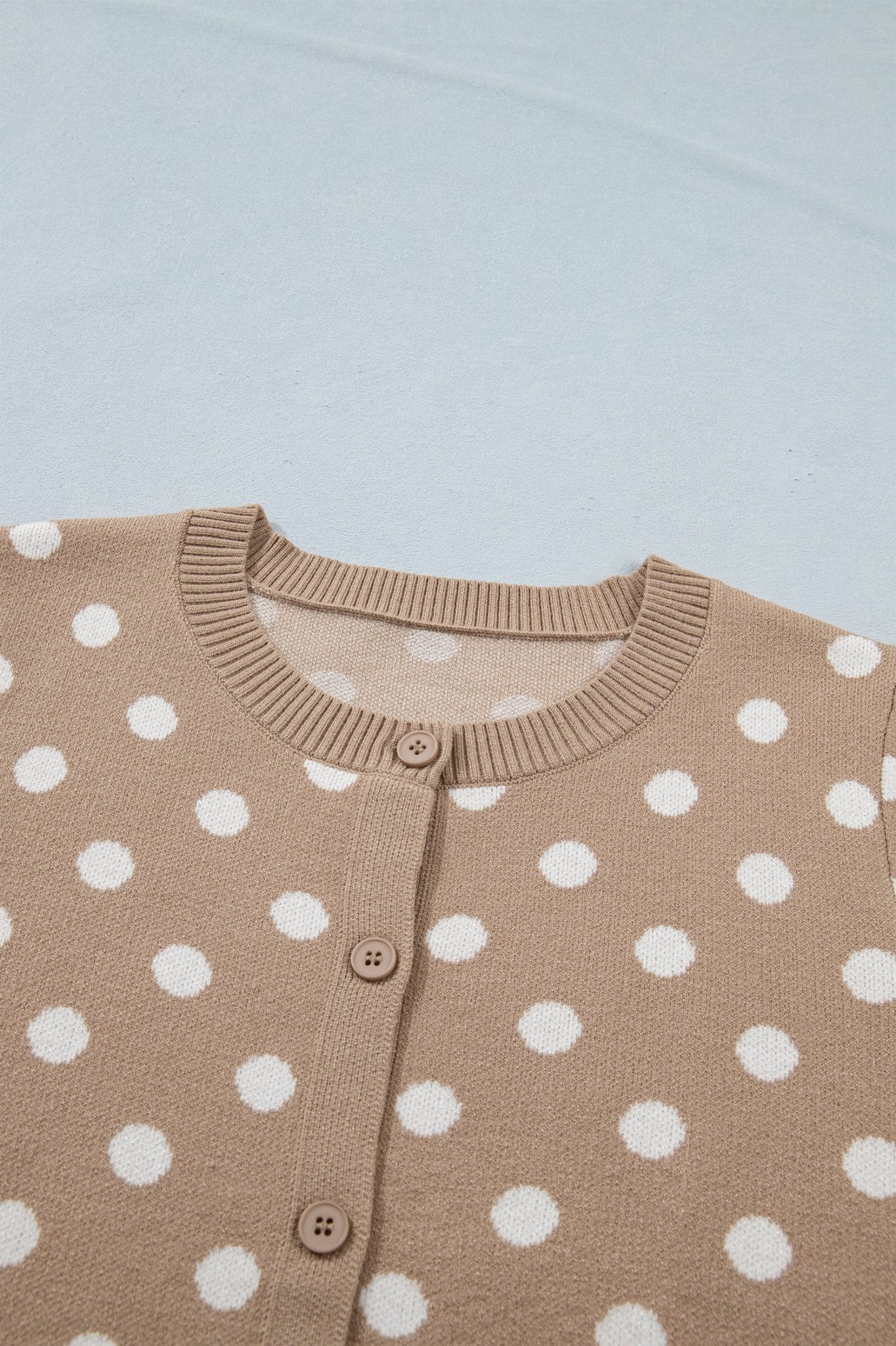 Polka Dot Short Sleeve Buttoned Sweater Cardigan - Rooted & Reckless Co.