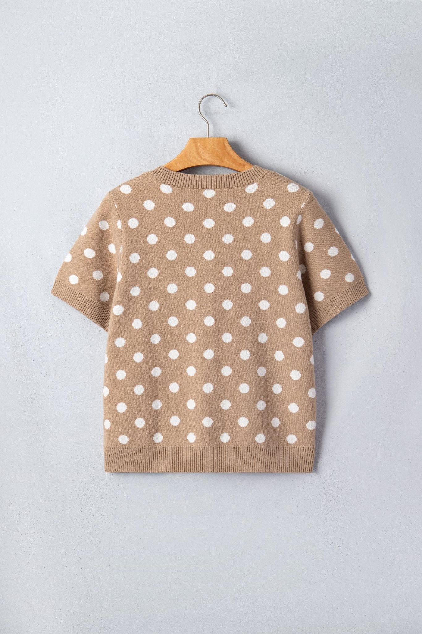 Polka Dot Short Sleeve Buttoned Sweater Cardigan - Rooted & Reckless Co.