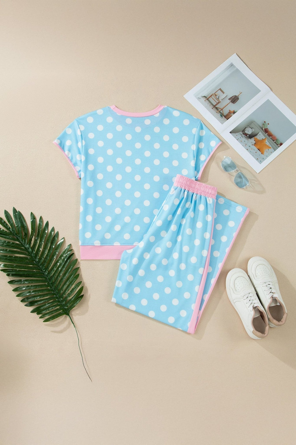 Polka Dot Short Sleeve Top & Drawning Pants Set - Rooted & Reckless Co.