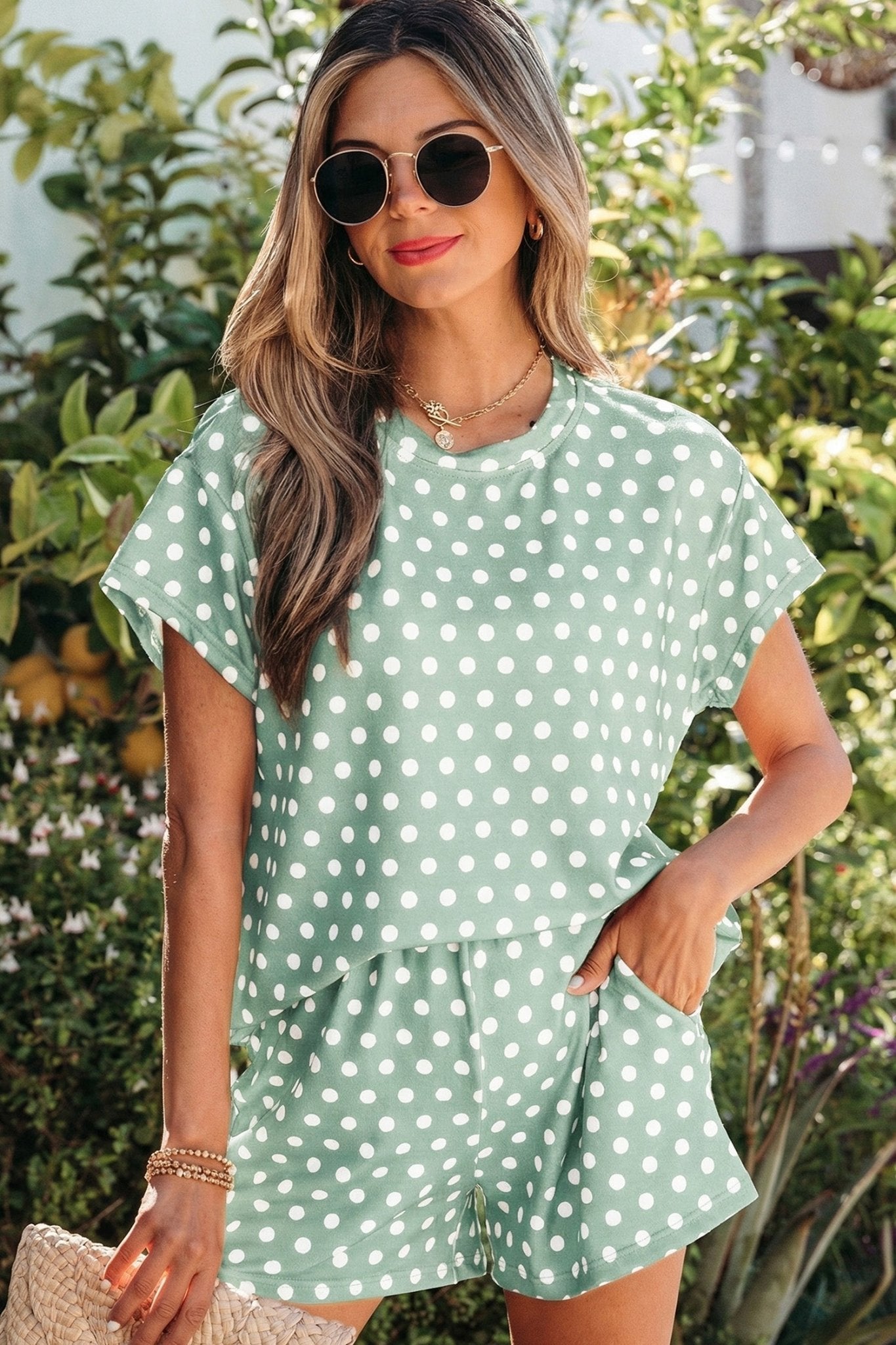 Polka Dot Short Sleeve Top & Shorts Set - Rooted & Reckless Co.