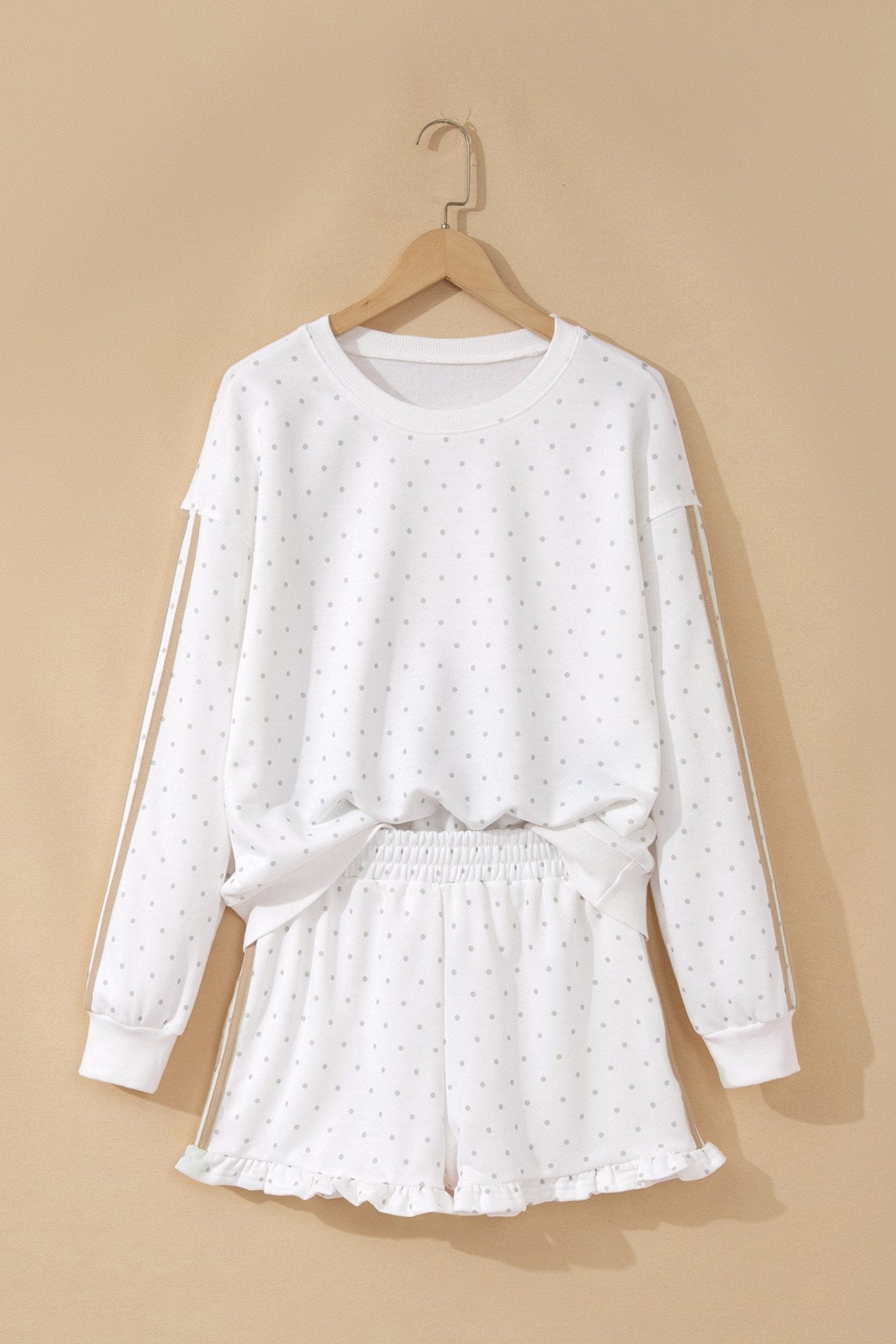 Polka Dot Side Stripe Detail Sweatshirt & Shorts Set - Rooted & Reckless Co.