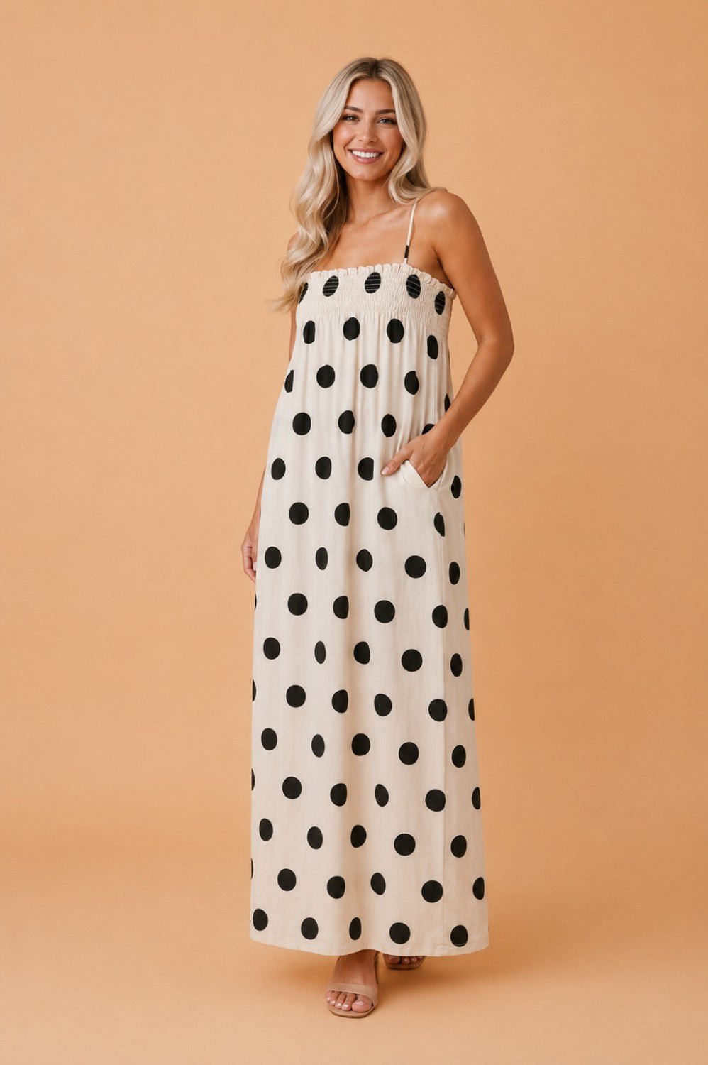 Polka Dot Spaghetti Strap Maxi Dress - Rooted & Reckless Co.