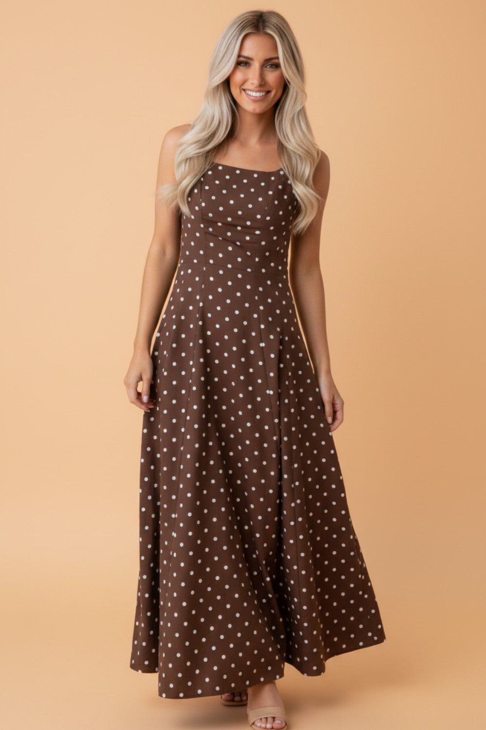 Polka Dot Square Neck Vacation Maxi Dress - Rooted & Reckless Co.