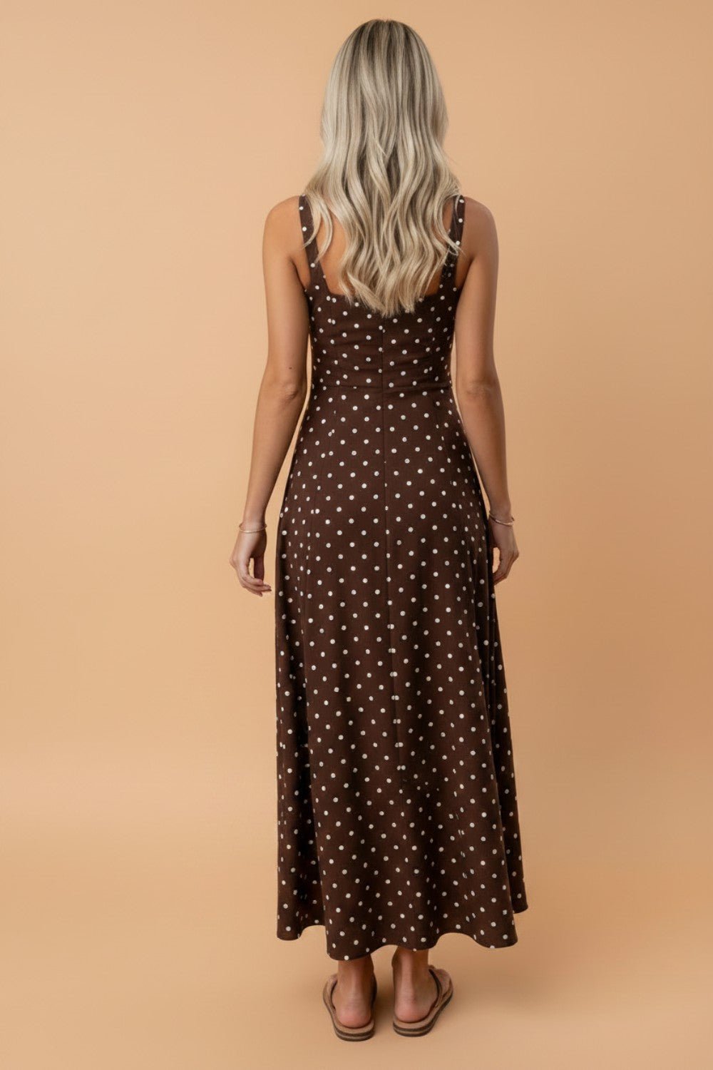 Polka Dot Square Neck Vacation Maxi Dress - Rooted & Reckless Co.