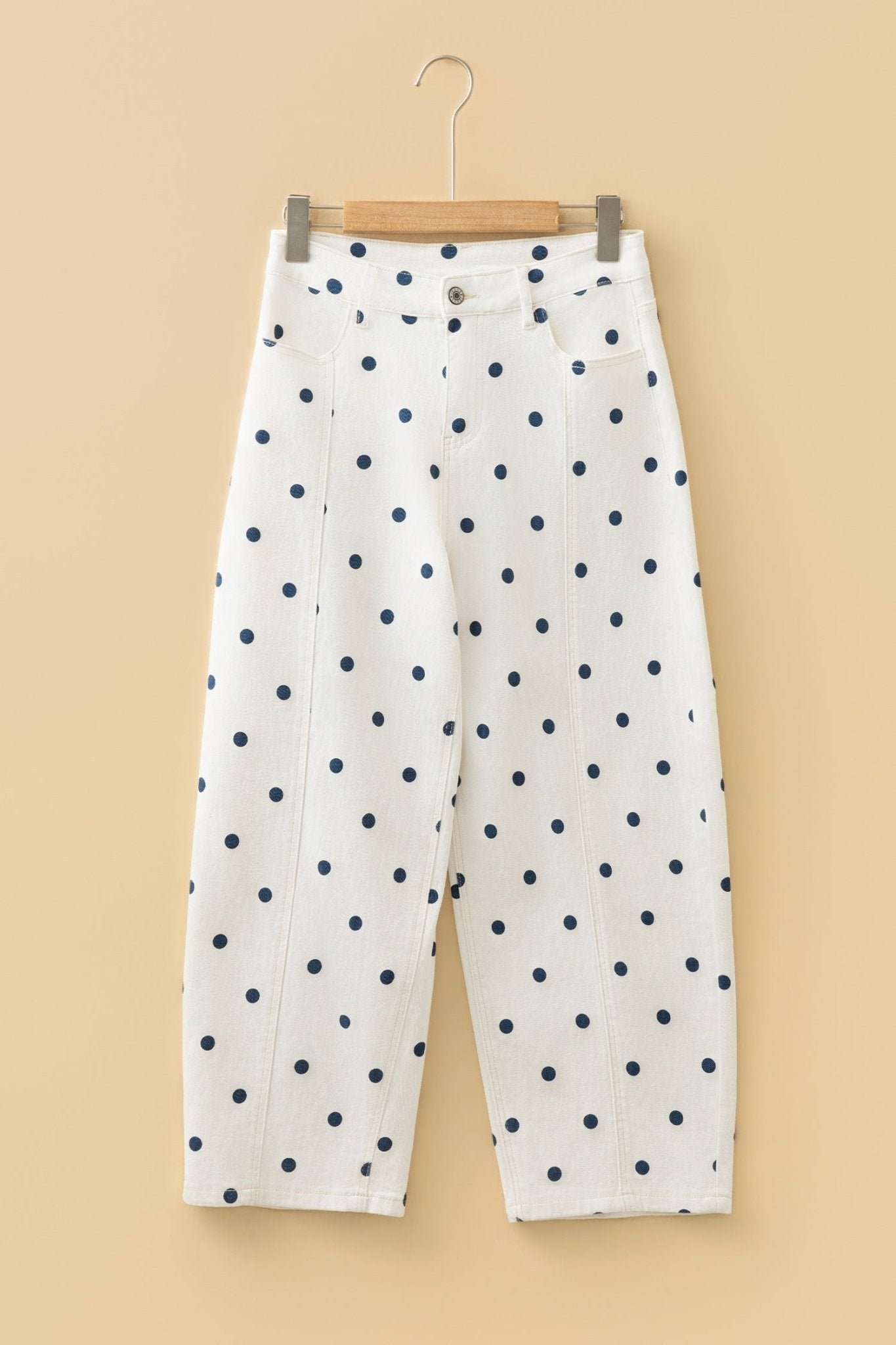 Polka Dot Tailored Seam Ankle Length Jeans - Rooted & Reckless Co.