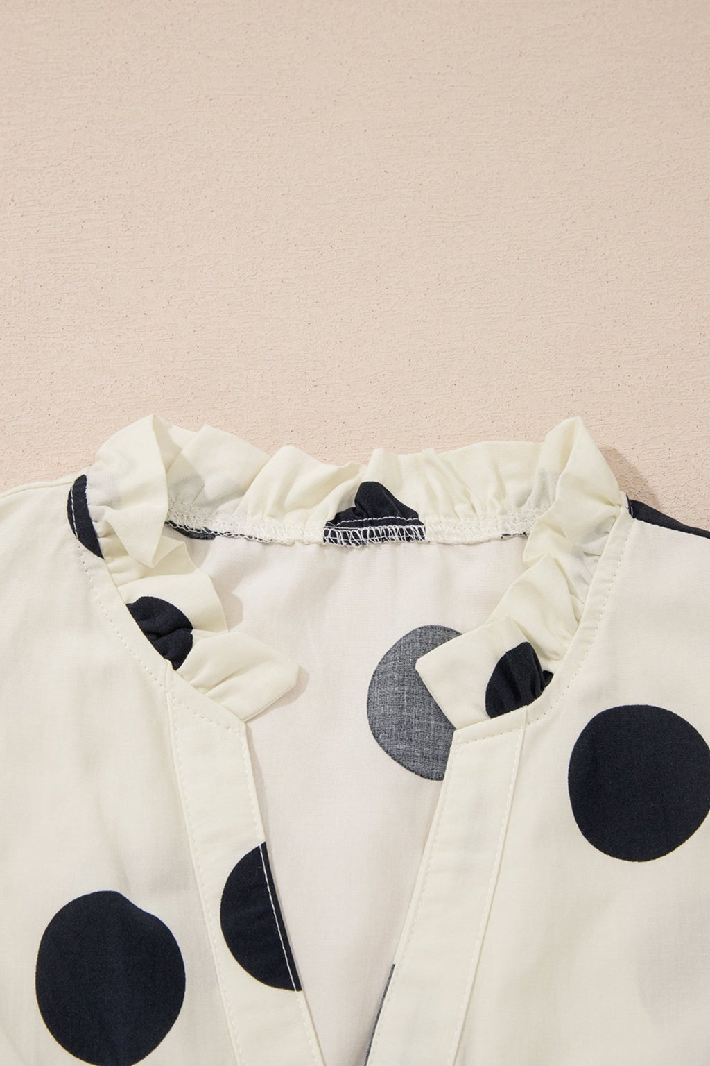 Polka Dot V-Neck Ruffle Short Sleeve Blouse - Rooted & Reckless Co.