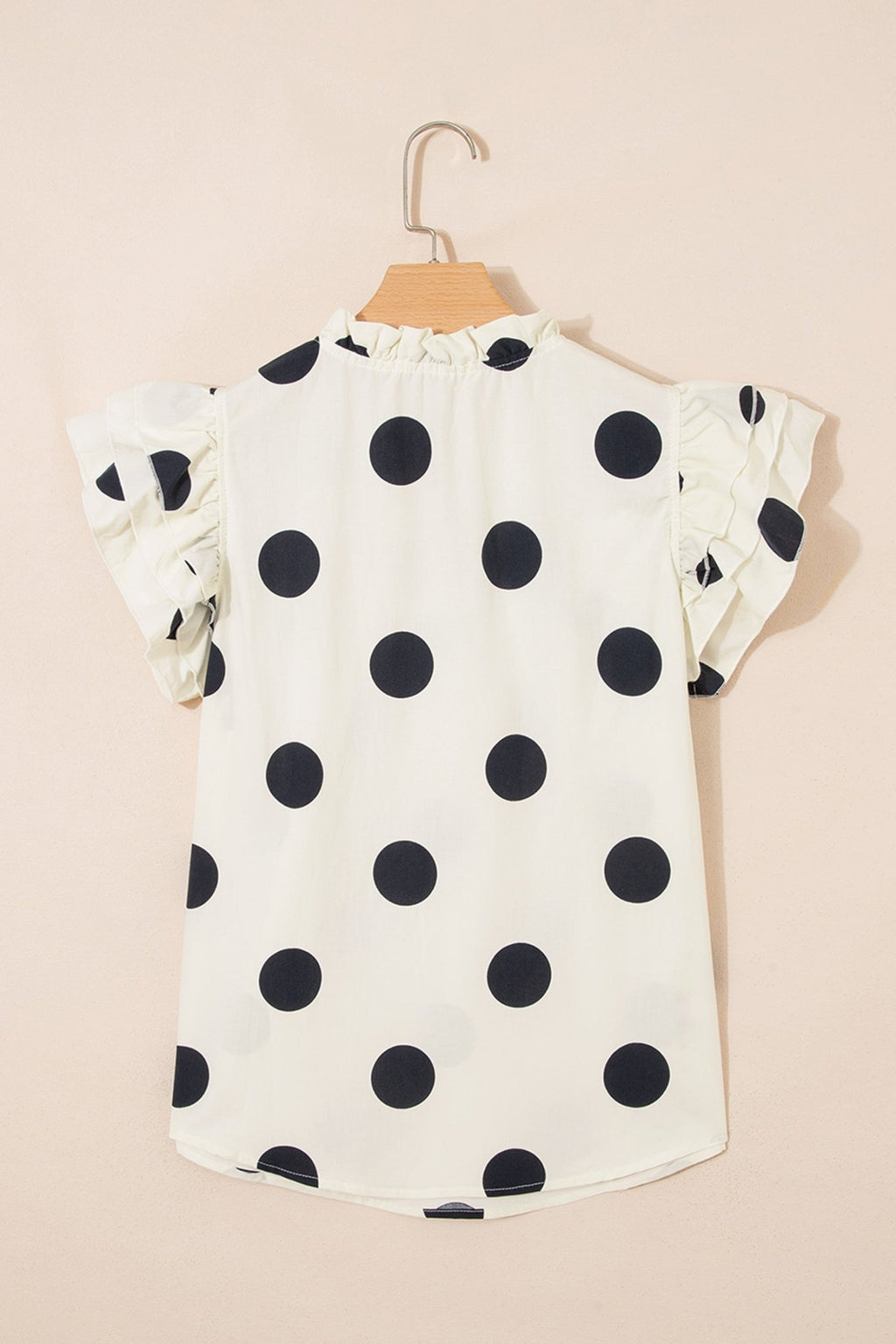 Polka Dot V-Neck Ruffle Short Sleeve Blouse - Rooted & Reckless Co.