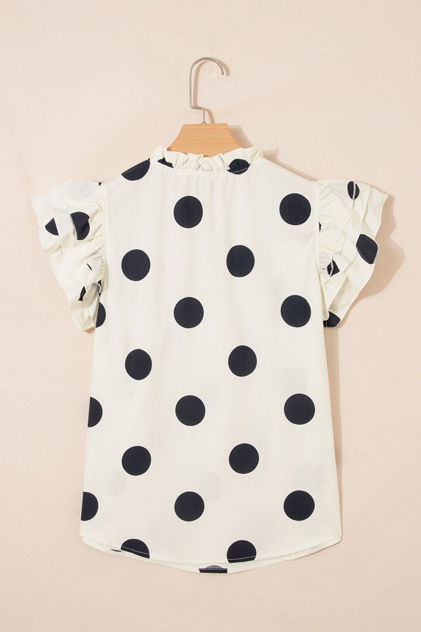 Polka Dot V-Neck Ruffle Short Sleeve Blouse - Rooted & Reckless Co.