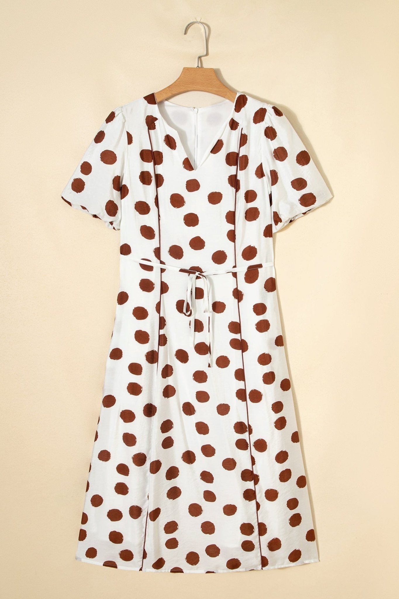 Polka Dot V-Neck Short Sleeve Midi Dress - Rooted & Reckless Co.