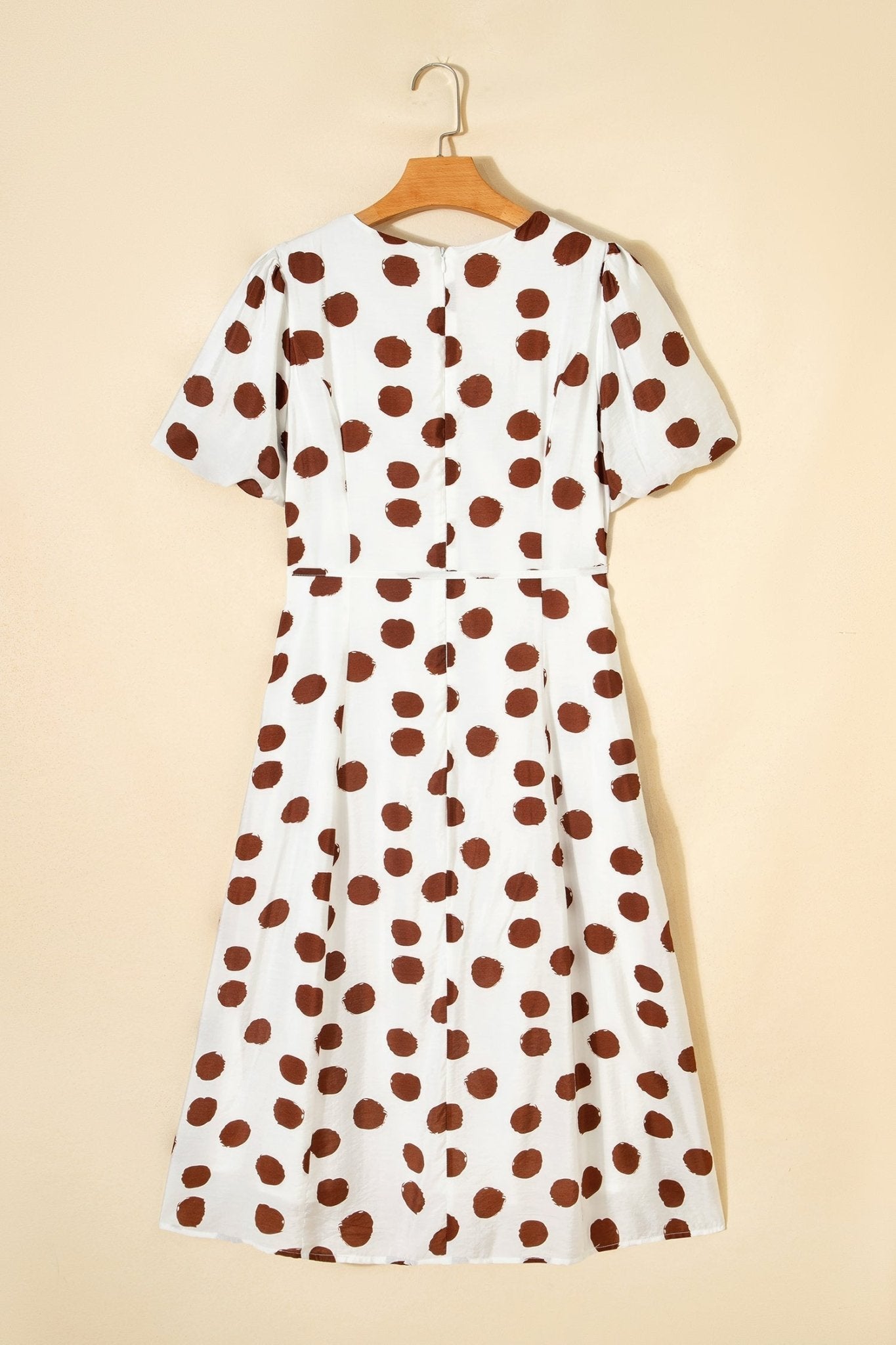 Polka Dot V-Neck Short Sleeve Midi Dress - Rooted & Reckless Co.