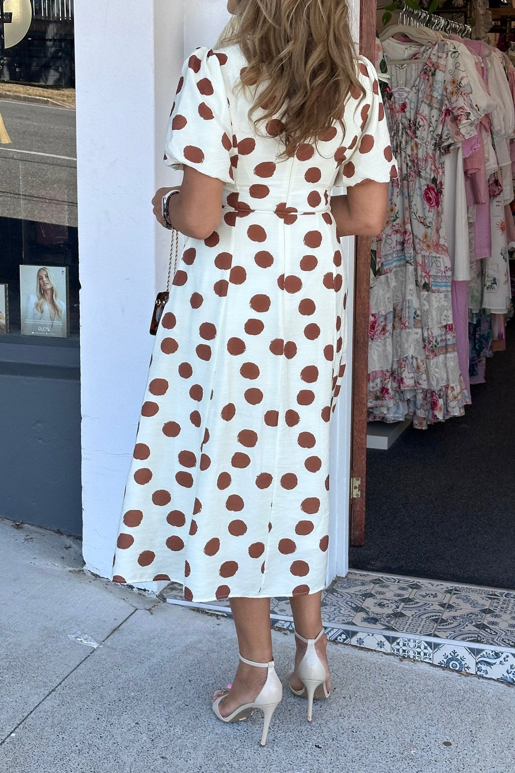 Polka Dot V-Neck Short Sleeve Midi Dress - Rooted & Reckless Co.