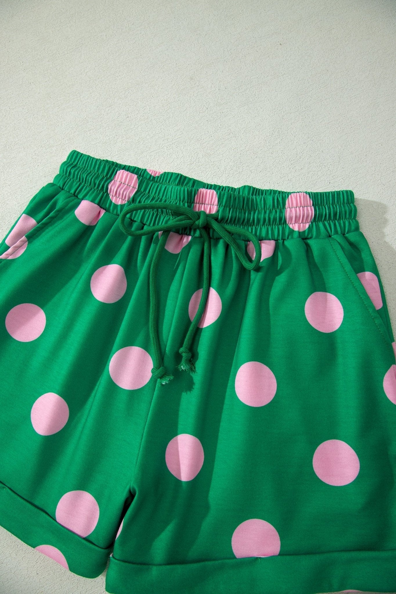 Polka Dot V-Neck Tee & Drawstring Shorts Set - Rooted & Reckless Co.