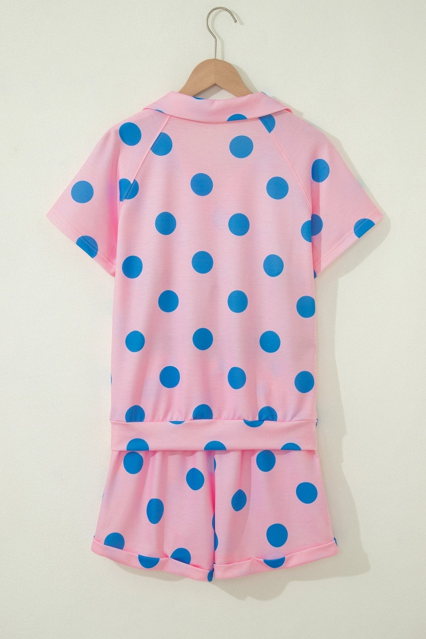 Polka Dot V-Neck Tee & Drawstring Shorts Set - Rooted & Reckless Co.