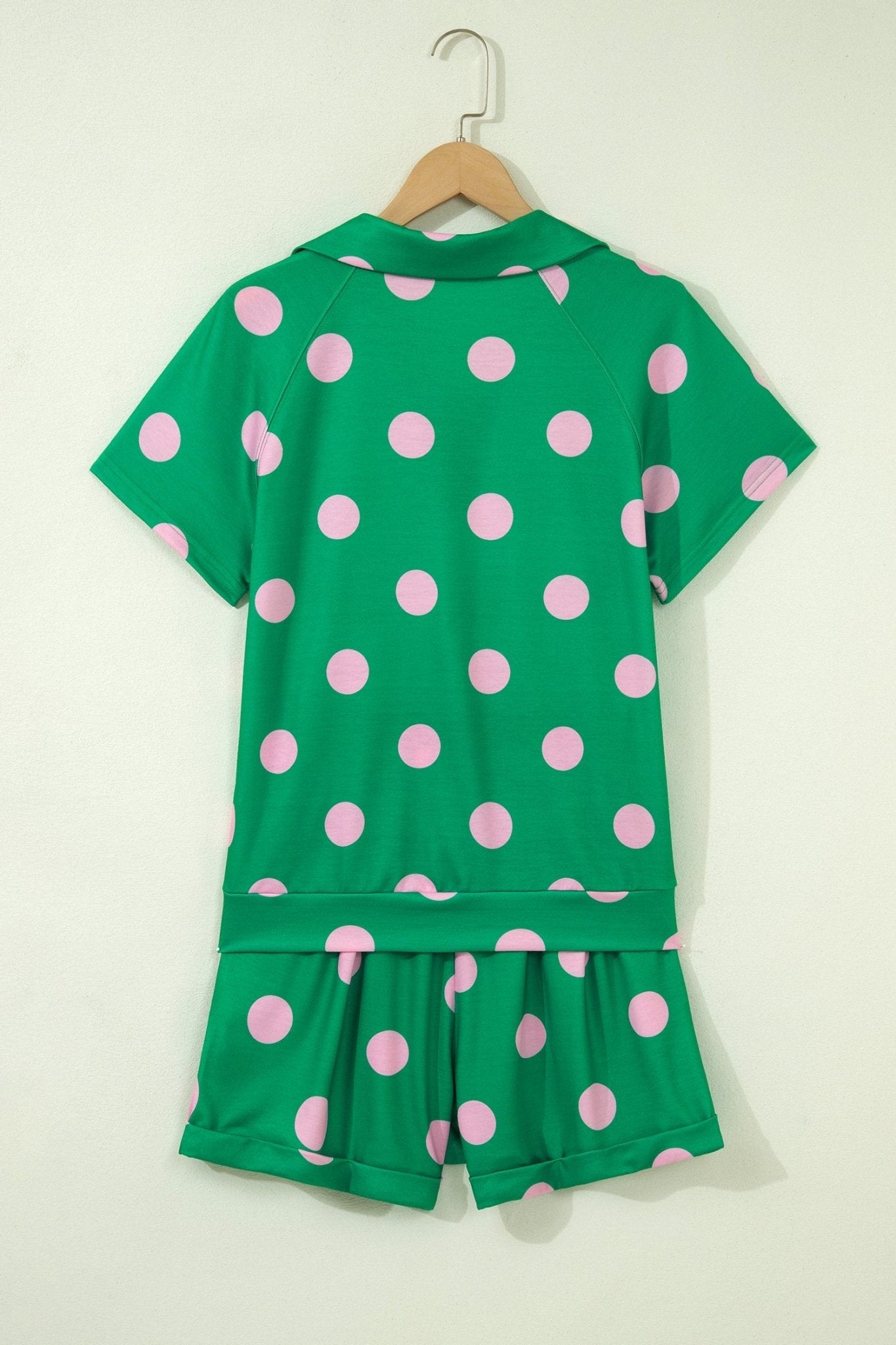 Polka Dot V-Neck Tee & Drawstring Shorts Set - Rooted & Reckless Co.
