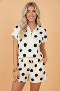 Polka Dot V-Neck Tee & Drawstring Shorts Set - Rooted & Reckless Co.