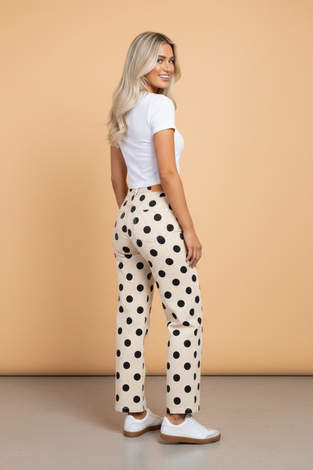 Polka Dot Wide Leg Ankle Length Jeans - Rooted & Reckless Co.