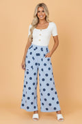 Polka Dot Wide Leg Elastic Waist Pants - Rooted & Reckless Co.