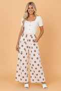 Polka Dot Wide Leg Elastic Waist Pants - Rooted & Reckless Co.