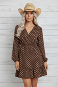 Polka Dot Wrap V-Neck Ruffle Mini Dress - Rooted & Reckless Co.