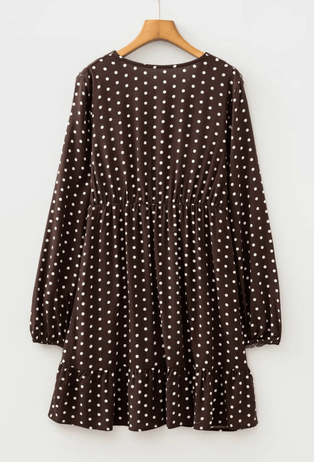 Polka Dot Wrap V-Neck Ruffle Mini Dress - Rooted & Reckless Co.