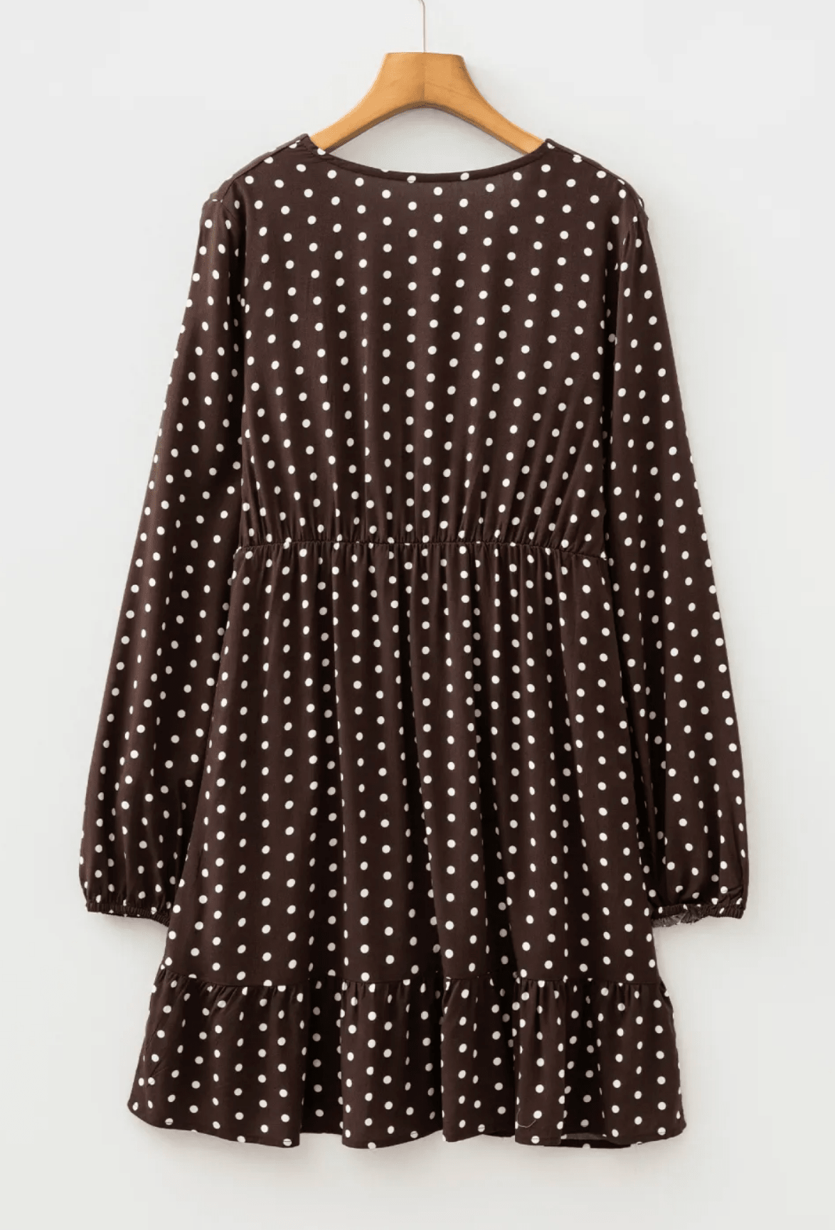 Polka Dot Wrap V-Neck Ruffle Mini Dress - Rooted & Reckless Co.