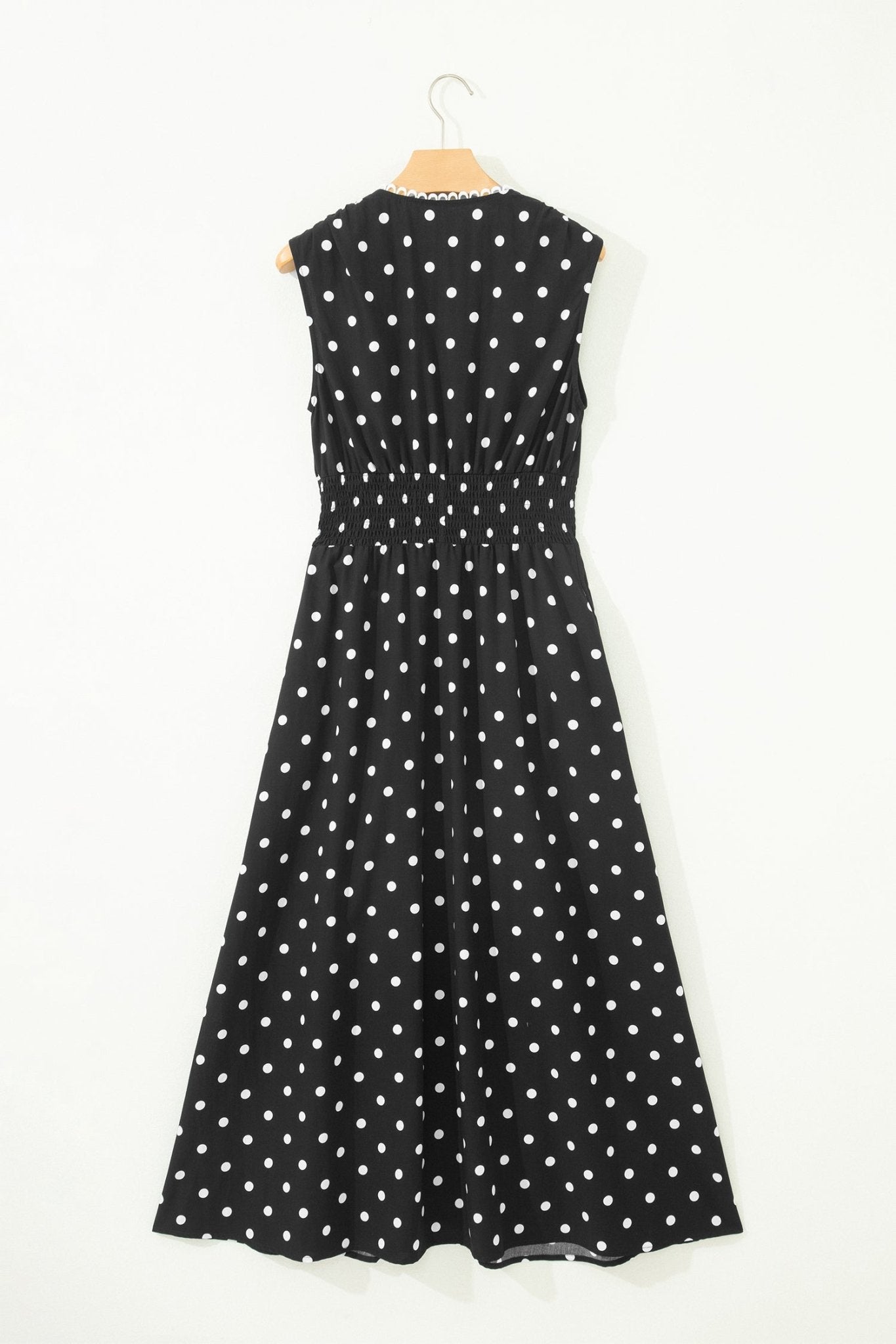 Polka Dot Zip Up V-Neck Sleeveless Dress - Rooted & Reckless Co.