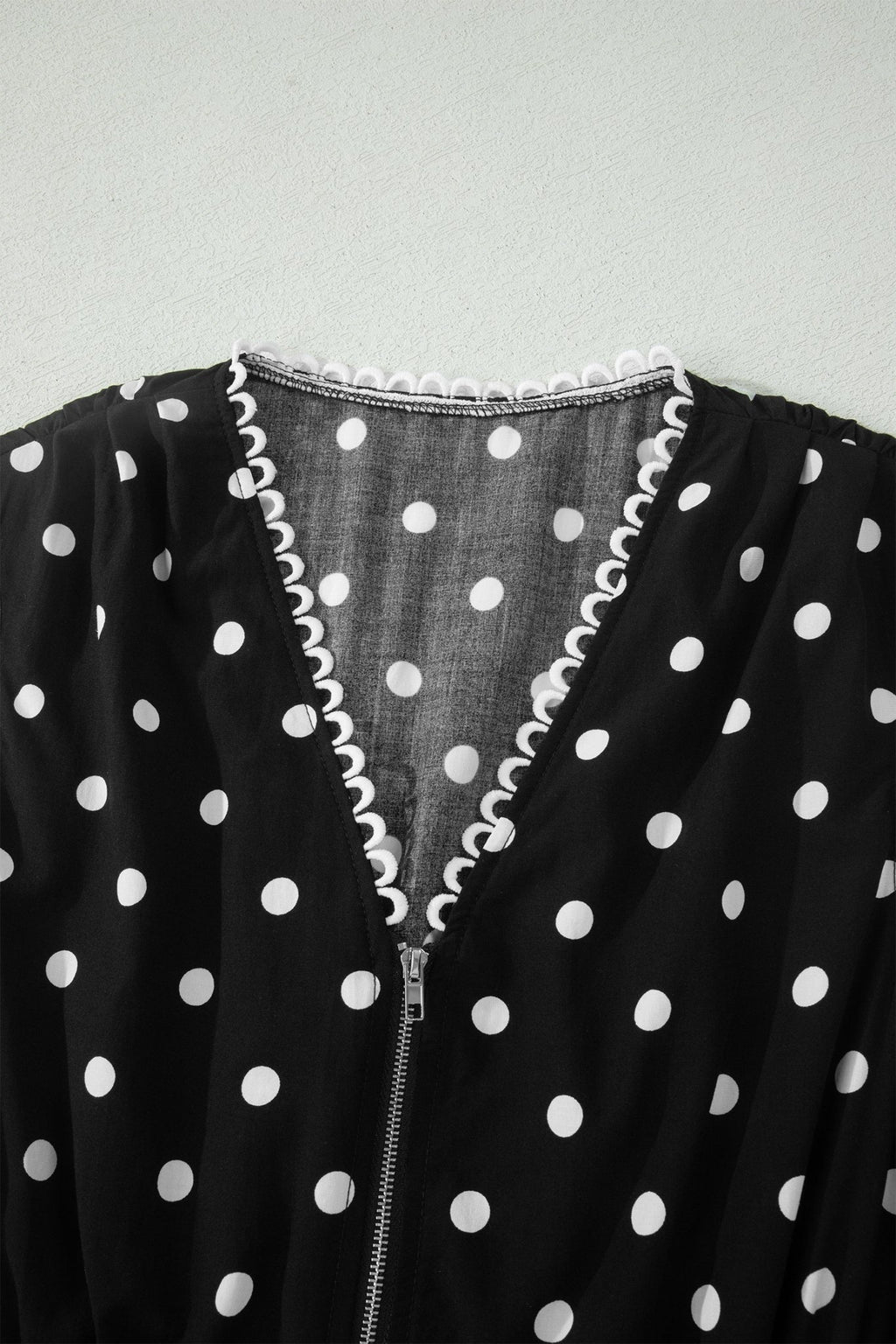 Polka Dot Zip Up V-Neck Sleeveless Dress - Rooted & Reckless Co.