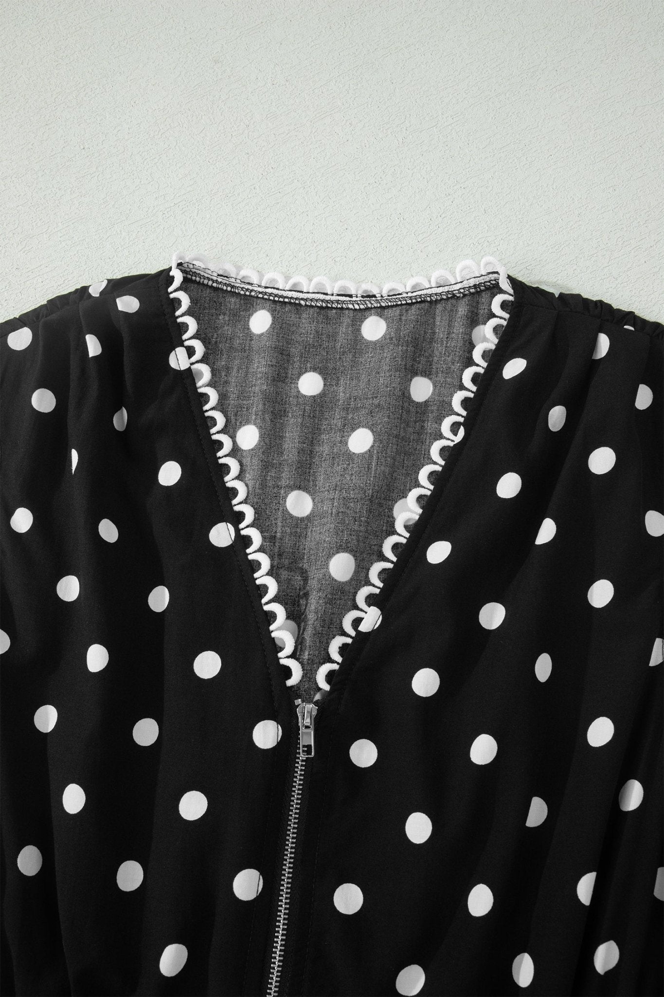Polka Dot Zip Up V-Neck Sleeveless Dress - Rooted & Reckless Co.