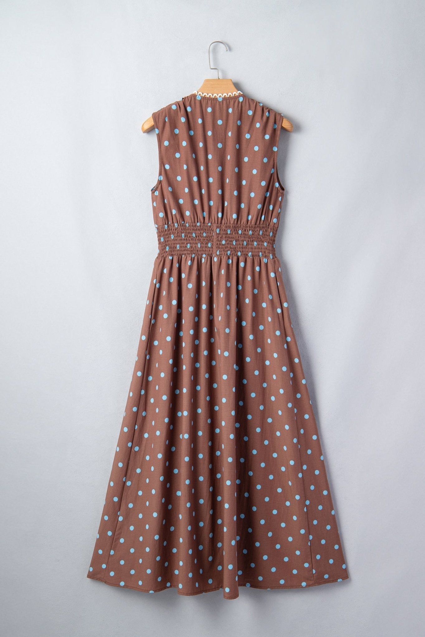 Polka Dot Zip Up V-Neck Sleeveless Dress - Rooted & Reckless Co.