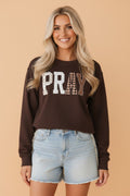 Pray Floral Stripe Gingham Embroidered Patch Sweatshirt - Rooted & Reckless Co.