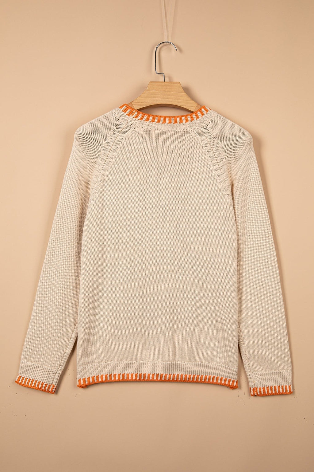 Pumpkin Floral Embroidered Round Neck Sweater - Rooted & Reckless Co.