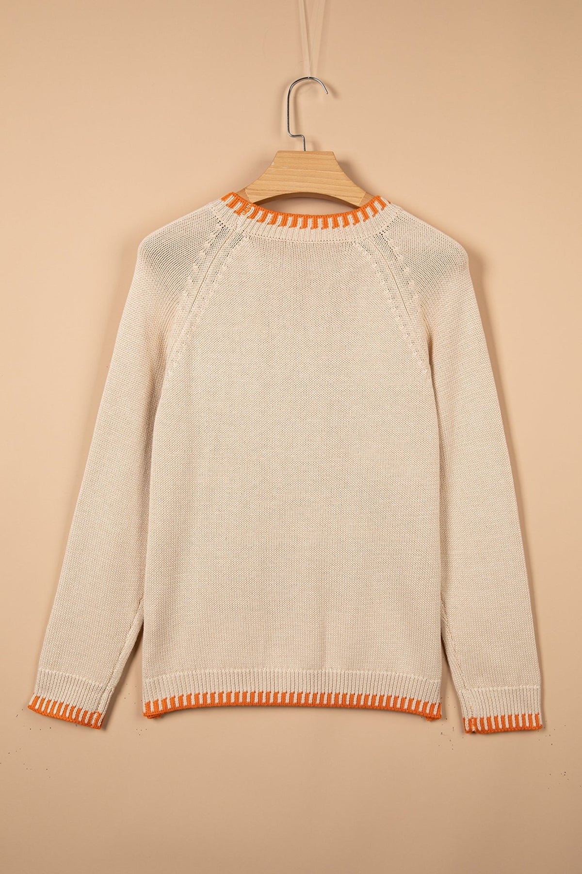 Pumpkin Floral Embroidered Round Neck Sweater - Rooted & Reckless Co.