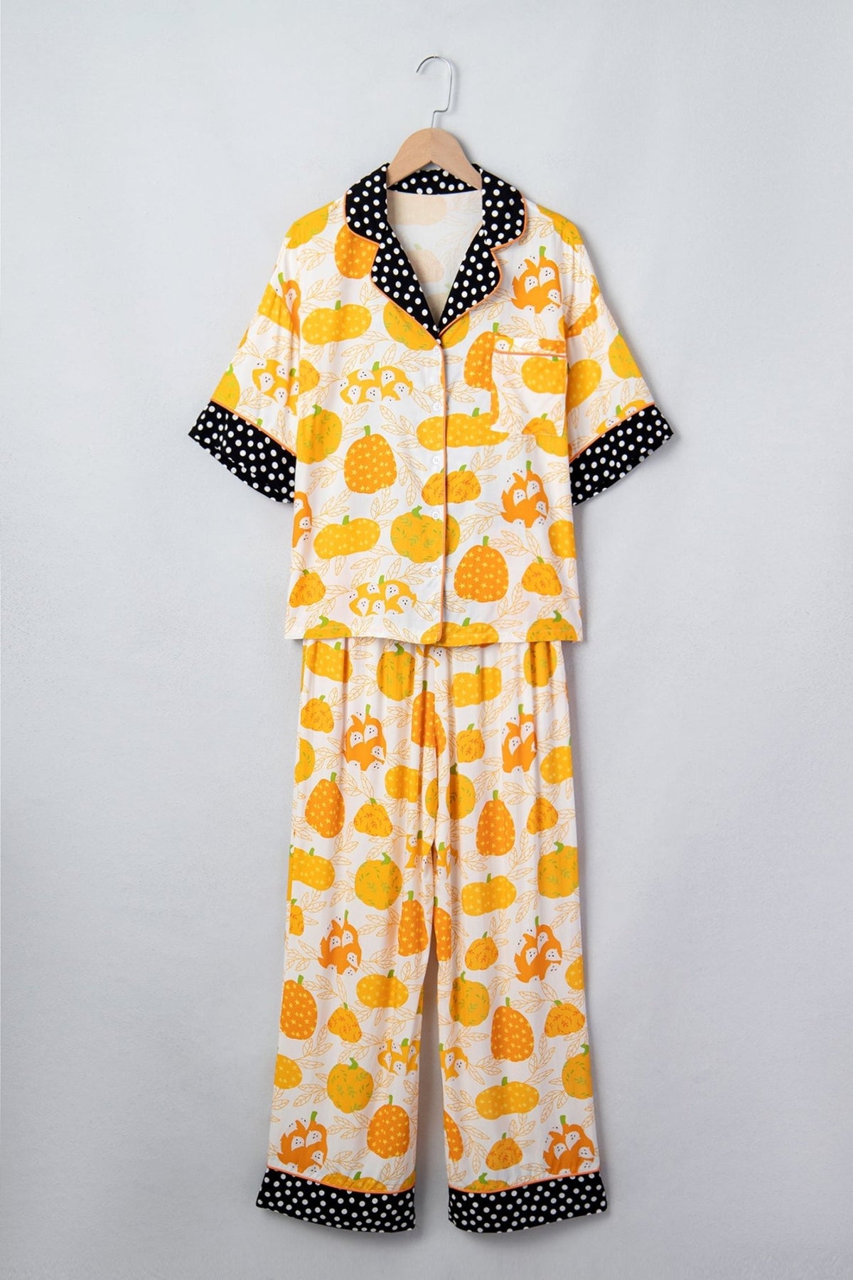 Pumpkin Polka Dot Trim Top & Pants Lounge Set - Rooted & Reckless Co.