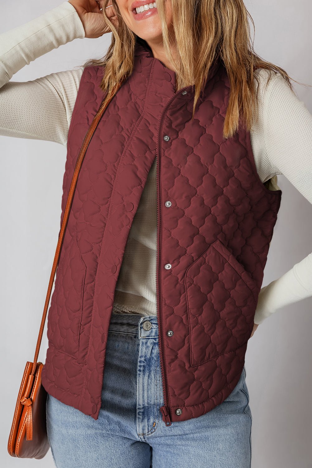 Quilted Zip-Up Snap Button Pocketed Vest - Rooted & Reckless Co.