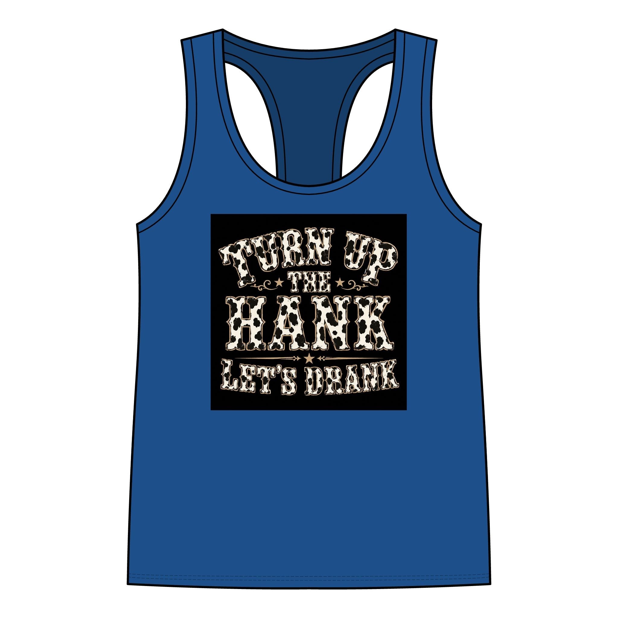 Racerback Tank — "Turn Up The Hank, Let's Drank" Leopard Print Graphic - Rooted & Reckless Co.