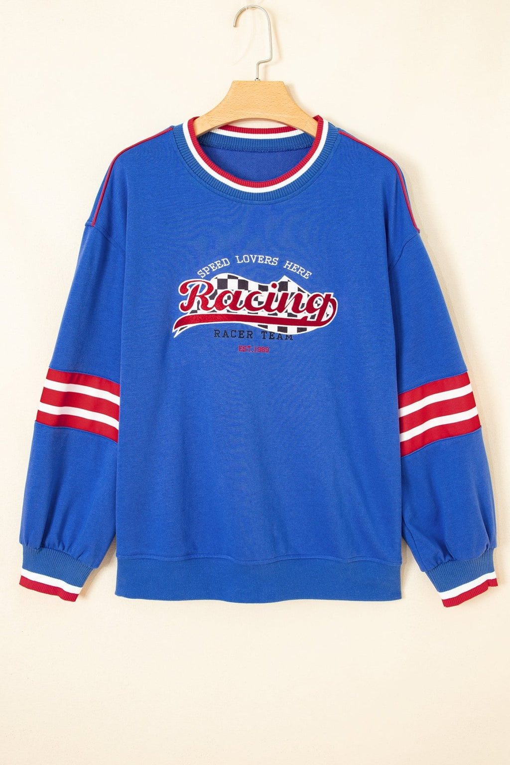 Racing Graphic Embroidered Patch Long Sleeve Sweatshirt - Rooted & Reckless Co.