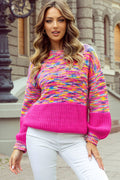 Rainbow Confetti Patchwork Drop Shoulder Sweater - Rooted & Reckless Co.