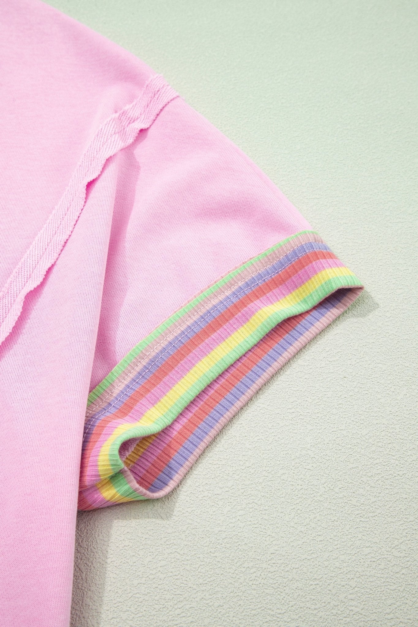 Rainbow Stripe Ribbed Patchwork Oversize Polo Tee - Rooted & Reckless Co.