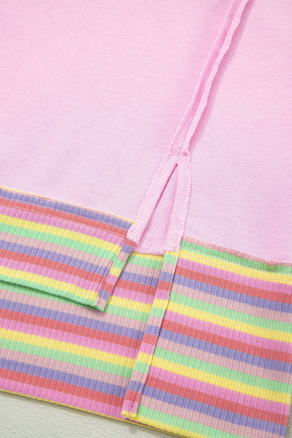 Rainbow Stripe Ribbed Patchwork Oversize Polo Tee - Rooted & Reckless Co.