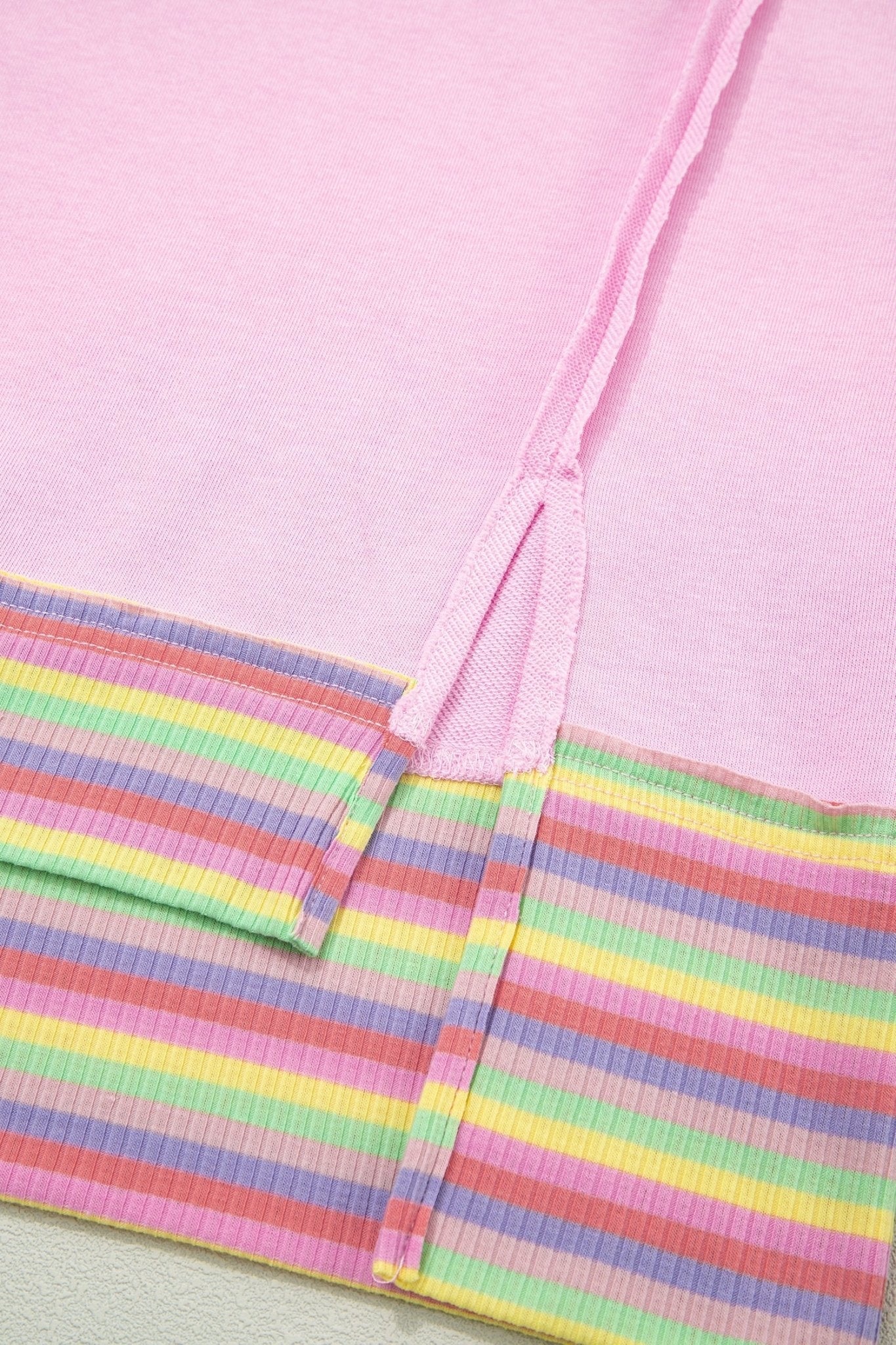 Rainbow Stripe Ribbed Patchwork Oversize Polo Tee - Rooted & Reckless Co.