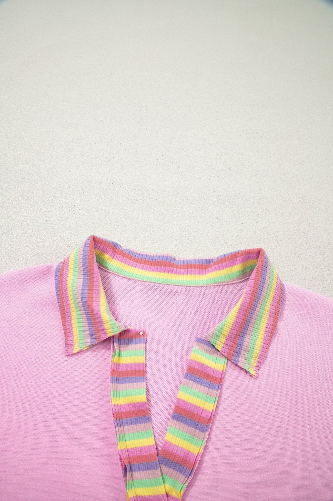 Rainbow Stripe Ribbed Patchwork Oversize Polo Tee - Rooted & Reckless Co.